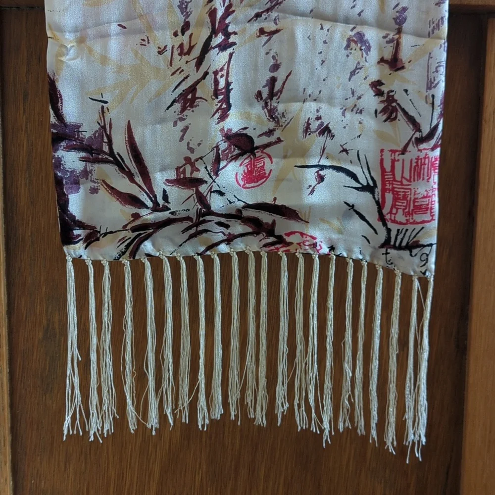 Oriental scarf with fringe NWOT